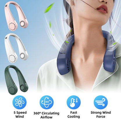 Portable Neck Fan, Rechargeable Hanging Neck Fan